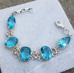 925 silver ocean blue topaz gemstone bracelet